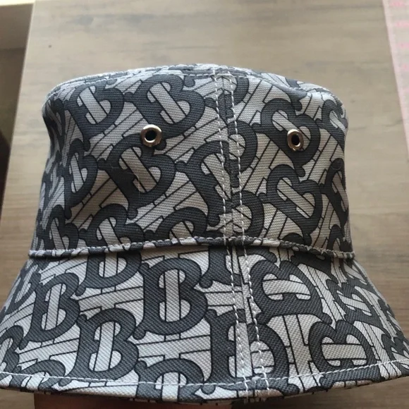 NWT Burberry TB Monogram Gray Bucket Hat size Small - Picture 2 of 9